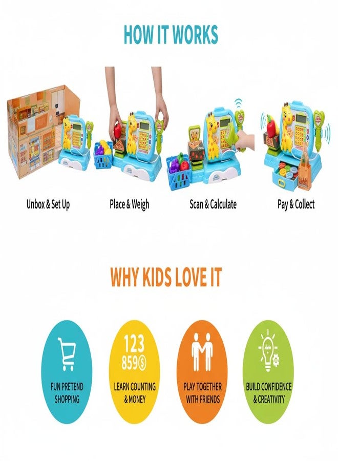 iLearnNGrow Kids Cash Register Toy with Calculator, Play Money & Accessories | Educational Pretend Play Toy for Boys & Girls | Learning Maths, Counting & Role Play | Age 3+ Years - Image 4
